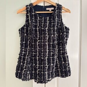 Banana Republic - Navy and White Textured Sleeveless Top